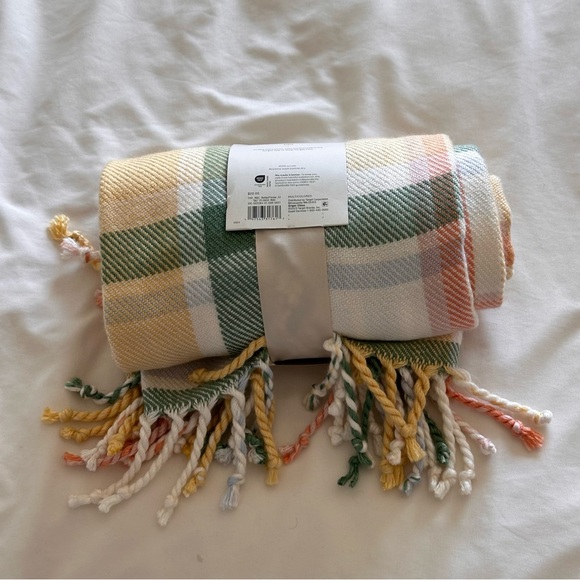 Threshold Plaid Throw Fringe Trim Super Soft Blanket - Picture 7 of 8